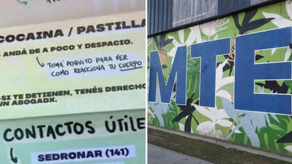 El folleto de la Municipalidad de Morón junto al logo del MTE