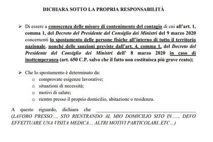 El formulario del gobierno de Italia