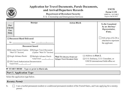 El formulario I-131 puede servir para volver si la tarjeta de residencia permanente ha vencido