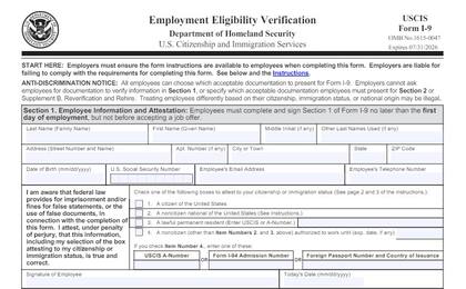 El formulario I-9 autoriza e identifica a los empleados que trabajan en EE.UU.