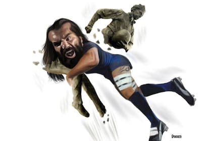 El francés Sebastien Chabal / Caricatura. S. Domenech