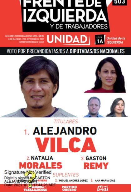 El Frente de Izquierda y de los Trabajadores Unidad salió en tercer lugar en las PASO jujeñas