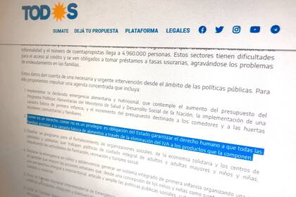 El Frente de Todos propone eliminar el IVA a los alimentos, pero Fernández cuestionó que Macri lo hiciera