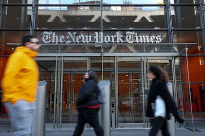 El frente del edificio del The New York Times