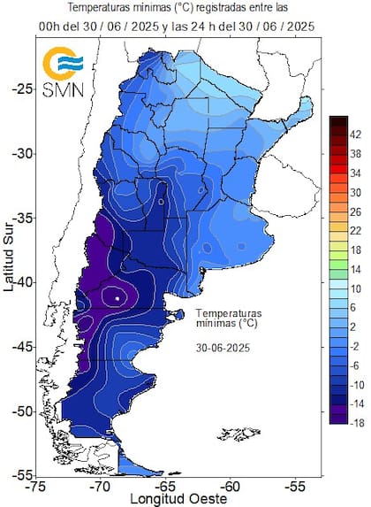 El frío azotó el país durante el último día de junio