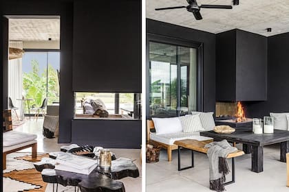 El fuego se enciende desde afuera y por el diseño del hogar se ve desde toda la galería