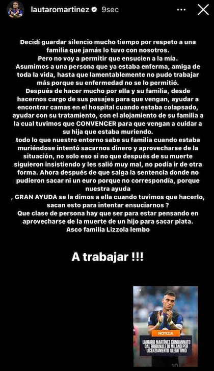 El fuerte descargo de Lautaro Martínez después de que se conoció la condena por la muerte de su ex niñera