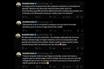 El fuerte descargo de Rusherking en redes sociales (Captura X @rusherkingg)