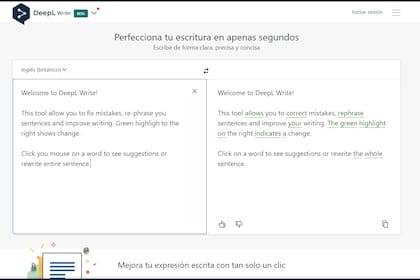 El funcionamiento de DeepL Write es muy sencillo: se pega el texto en inglés, lo analizará y luego ofrecerá algunas sugerencias. También tiene un traductor automático