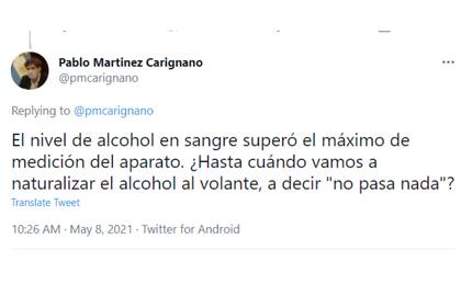 El funcionario aseguró que el conductor superó la máxima concentración de alcohol en sangre que puede discernir el aparato