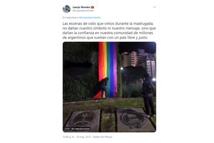 El funcionario publicó su fuerte rechazo al ataque contra la bandera LGBT