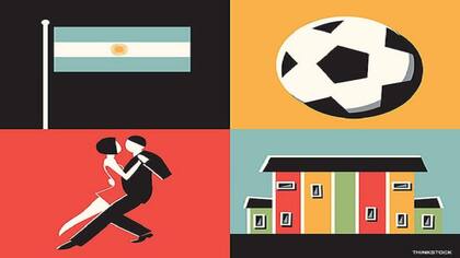 El fútbol, el tango y Caminito, algunos íconos de Argentina.