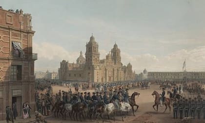 El genereral Winfield Scott liderando el ejército en la Ciudad de México, 1851 (Getty Images)