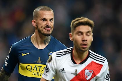 La burla a Montiel después de convertir el primer gol en la final de la Copa Libertadores en Madrid