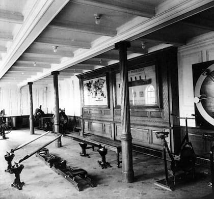 El gimnasio a bordo del RMS Titanic.