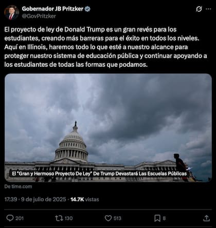 El gobernador apuntó contra la nueva ley de Trump