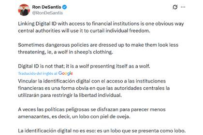 El gobernador de Florida, DeSantis, ya había criticado la identificaciones digitales