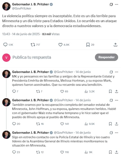 El gobernador de Illinois consideró la tragedia como un ataque a la democracia estadounidense