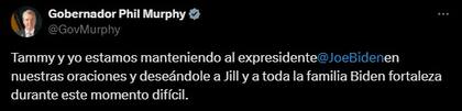 El gobernador de Nueva Jersey, Phil Murphy, le mandó un mensaje de apoyo a Joe Biden
