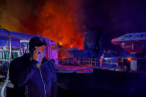 El gobernador de Sebastopol Mikhail Razvozhaev luego del ataque con misiles al astillero de ese puerto el 13 de septiembre.