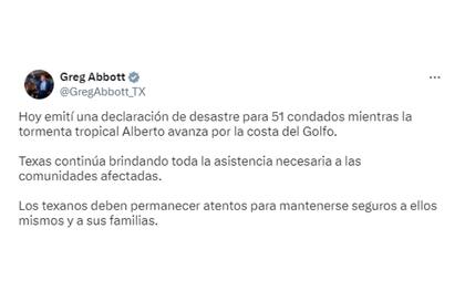 El gobernador de Texas, Greg Abbott emitió una declaración de desastre para 51 condados