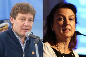 El gobernador de Tierra del Fuego, Gustavo Melella, y la canciller, Diana Mondino.