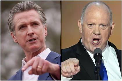 El gobernador Gavin Newsom y el zar fronterizo de La Casa Blanca, Tom Homan.