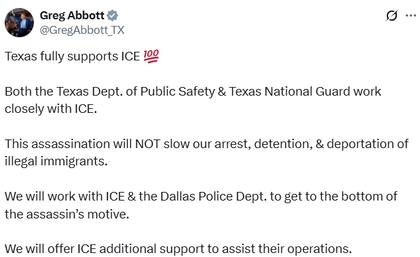 El gobernador Greg Abbott se pronunció en una publicación (X: @GregAbbott_TX)