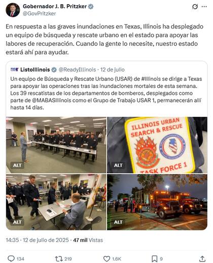 El gobernador implementó la medida luego de ordenarle a la Agencia de Manejo de Emergencias de Illinois y a la Oficina de Seguridad Nacional que activaran el Pacto de Asistencia para el Manejo de Emergencias, según consignó Fox 32 Chicago