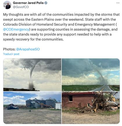 El gobernador Jared Polis realizó un posicionamiento de alerta y precauciones a tomar en su cuenta de X