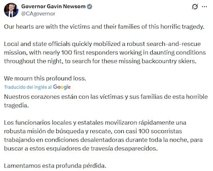 El gobernador lamentó la "horrible tragedia" y señaló que los equipos de rescate trabajaron en condiciones desalentadoras durante toda la noche