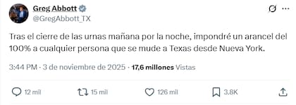 El gobernador no especificó las razones detrás de los aranceles