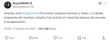 El gobernador reconoció la rápida respuesta de Newsom y el resto de los gobernadores por las inundaciones en Texas