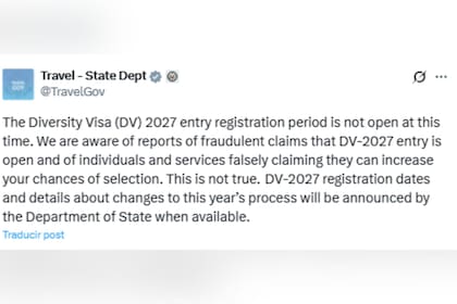 El gobierno de EE.UU. anunció que el proceso de lotería de visas 2027 no está abierto por el momento
