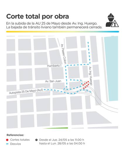 El Gobierno de la Ciudad informó las vías alternativas para subir a la autopista 25 de Mayo