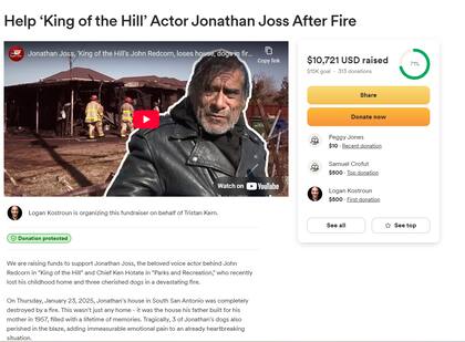 El GoFundMe creado por un fanático para ayudar a Jonathan Joss por la pérdida de su casa