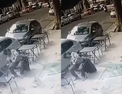 El golpe que recibió el hombre cuando cayó el vidrio