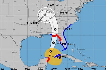 El gráfico del huracán Helene durante la mañana del miércoles 25