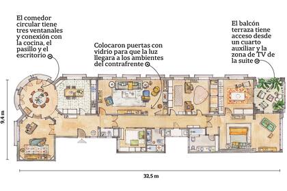 El gran comedor circular que definió el carácter de todo el proyecto.