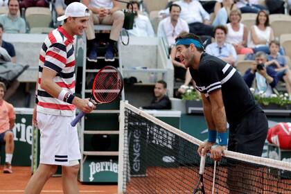 Del Potro, después de un punto cerca de la red ante Isner