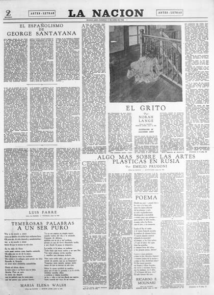 "El grito", un cuento de Norah Lange publicado en LA NACION en 1948, con ilustración de Alejandro Sirio