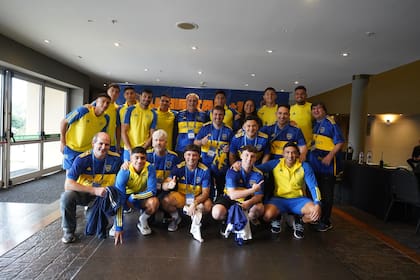 El grupo de hinchas de Boca antes del superclásico