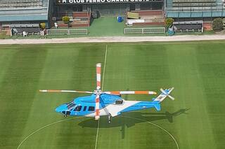 El helicóptero presidencial voló a la cancha de Ferro para la entrevista de Fernández en lo de Urtizberea