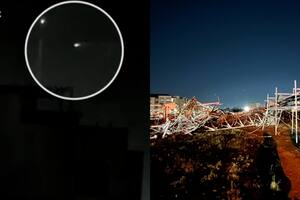 El helicóptero explotó, dañando la estructura de la torre y volando piezas de escombro y pedazos de la aeronave por la zona