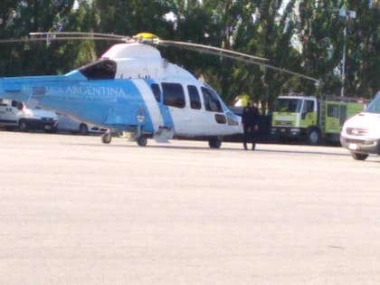 El helicóptero que trasladó a Cristina Kirchner al acto