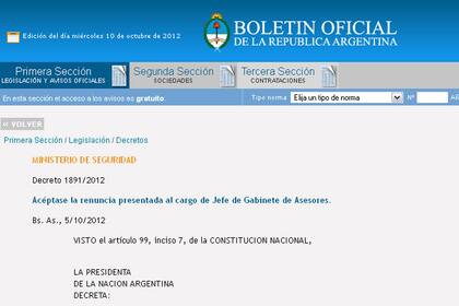 El hermano de Nilda Garré presentó su renuncia al Gabinete del Ministerio de Seguridad