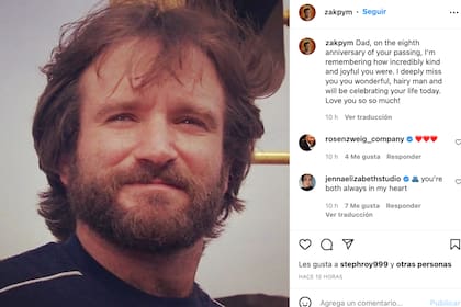 El hijo de Robin Williams lo recuerda con un mensaje en su aniversario luctuoso