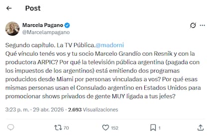 El hilo de Pagano en X contra Adorni