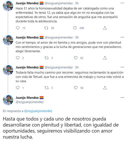 El hilo de Twitter de Juan José Méndez donde relató parte de su historia personal