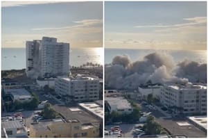 El impactante ¿y peligroso? momento de la demolición del histórico hotel Deauville